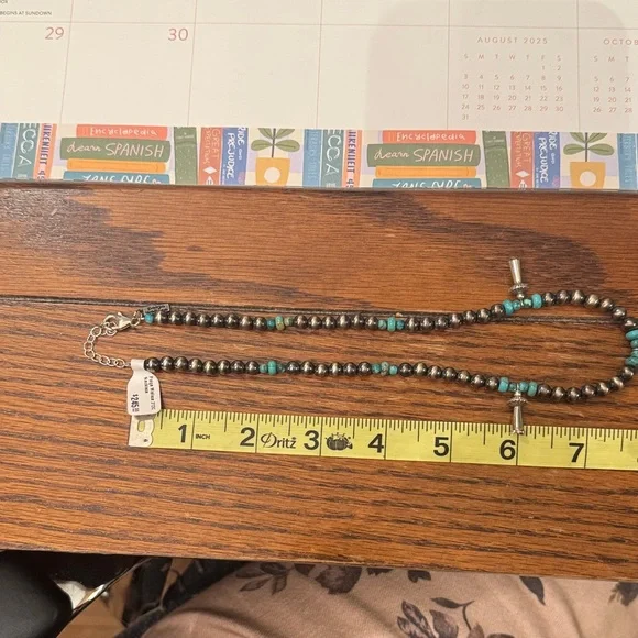 NWT Paige Wallace Turquoise Bead, Squash Blossom, Desert Pearl 925 Necklace - Picture 6 of 7